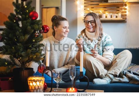 Happy Lesbian Couple Love Warm Sweaters Stock Photo Shutterstock