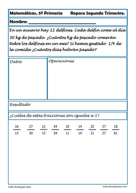 Matem Ticas Primaria Ejercicios Para Repasar