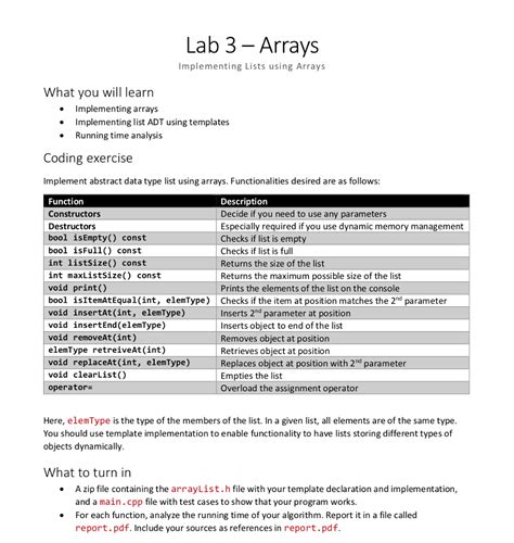 Solved Lab 3 Arrays Implementing Lists Using Arrays What