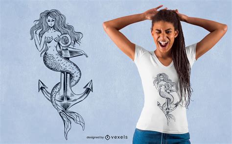 Hand Drawn Mermaid T Shirt Design Vector Download