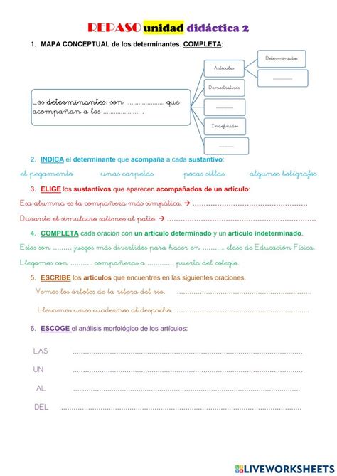 Repaso De Determinantes Worksheet Live Worksheets