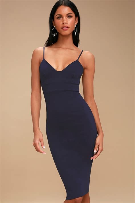 Navy Blue Dress Bodycon Dress Sleeveless Dress 54 00 Lulus