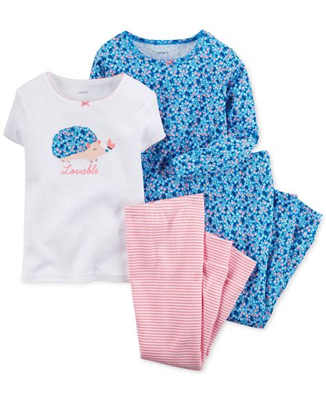 Carters Girls Or Little Girls 4 Piece Hedgehog Pajama Set And Reviews