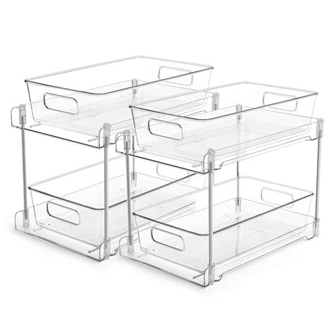 Snapklik Vtopmart 2 Tier Bathroom Storage Organizer 2 Pack Clear