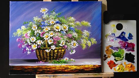 Paint Flowers With Acrylic Paint And A Palette Knife Youtube