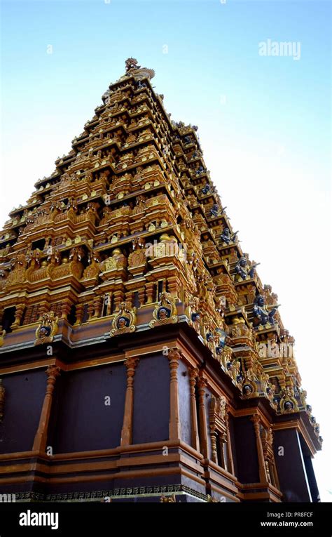 Ornate Gopuram Pagoda Tower With Sculpture Gods At Nallur Kandaswamy