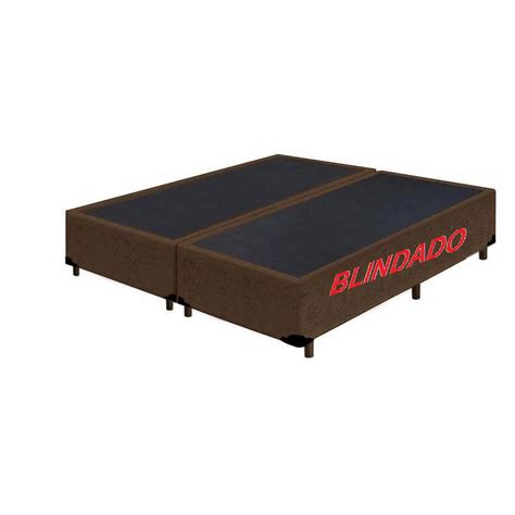 Base Box King Bipartido Blindado Suede Marrom Submarino