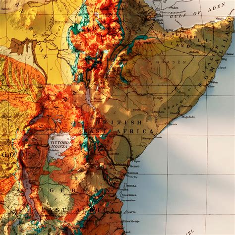 1923 Relief Map of Africa | Map including land classification - Muir Way