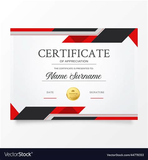 Modern Certificate Template With Abstract Red Vector Image