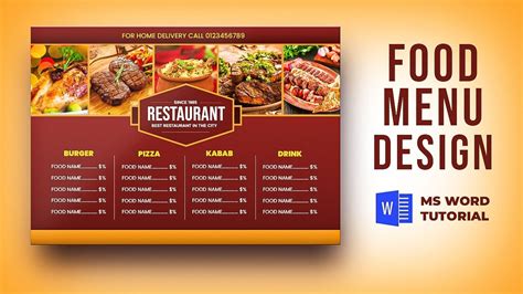 Food Menu Design In Ms Word Menu Design For Restaurant Ms Word