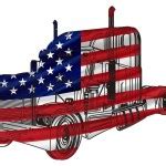 Patriotic American Flag Semi Truck Tractor Trailer Big Rig Cartoon