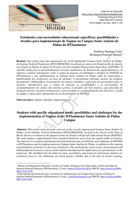 Pdf Estudantes Necessidades Educacionais Espec Ficas