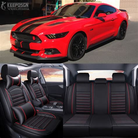 For Ford Mustang Seat Cover Luxury Pu Leather Seat Full Set Front