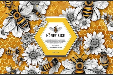 Premium Photo Honey Sketch Poster Honeycomb And Bees Flyer Set