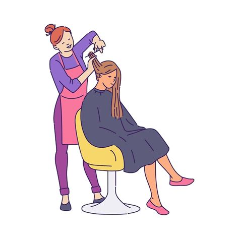 Premium Vector Woman In Beauty Salon And Hairdresser Sketch