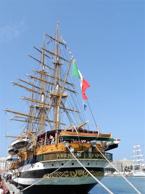 Amerigo Vespucci Ship Motto Editorial Stock Image Image Of Navy