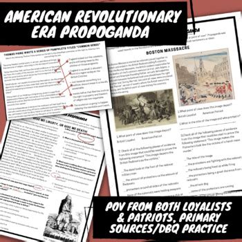 American Revolution Primary Source Propaganda POV Assignment TPT