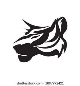 Black Silhouette Wildcat Head Vector Aggressive Stock Vector (Royalty ...