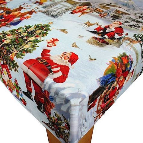 Christmas Scene Vinyl Oilcloth Tablecloth 150cm X 140cm Warehouse Cl