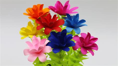 How To Make Easy Colorful Paper Stick Flower Stick Flowers Ideas Easy