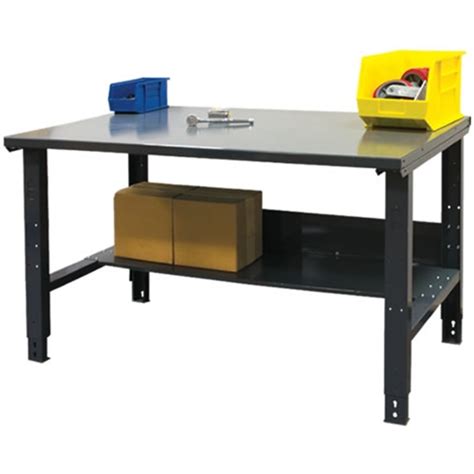 Adjustable Height Workbench with Bottom Shelf - Workbenches | C&SS