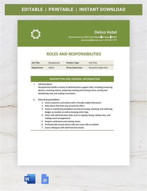 FREE Roles and Responsibilities Templates - Edit Online & Download