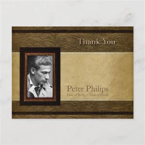 Faux Leather Parchment Photo Sympathy Thank You P Postcard Zazzle