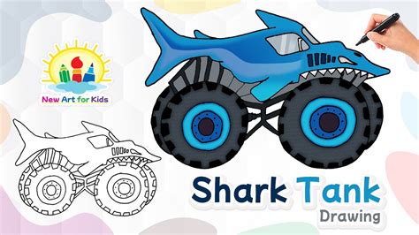 Shark Tank Drawing How To Draw Monster Truck Shark Monster Truck