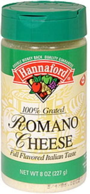 Hannaford 100 Grated Romano Cheese 8 Oz Nutrition Information Innit