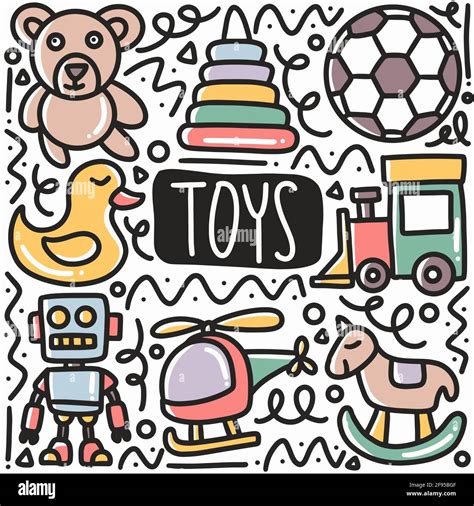 Hand Drawn Baby Toys Doodle Set Stock Vector Image And Art Alamy