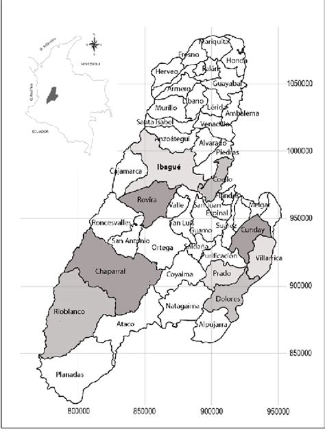 Rea De Estudio Municipios Del Departamento Del Tolima En Los Cuales