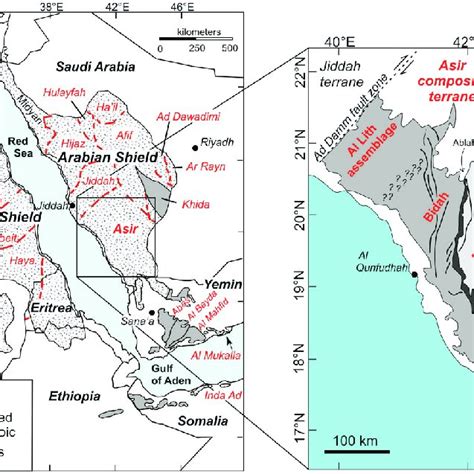 Simplified Map Of The Arabian Nubian Shield Showing Extensive Juvenile