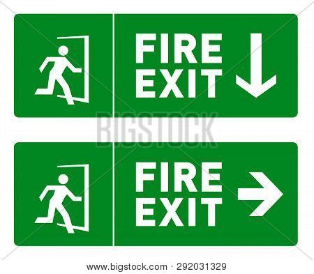 Green Fire Exit Sign Vector & Photo (Free Trial) | Bigstock