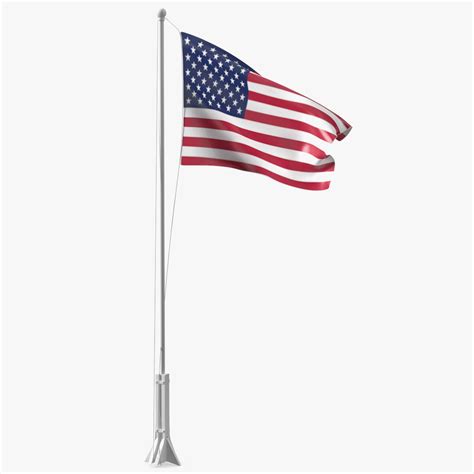 Bandera De Estados Unidos En Un Asta De Bandera Pequeña Modelo 3d 29 3ds Blend C4d Fbx