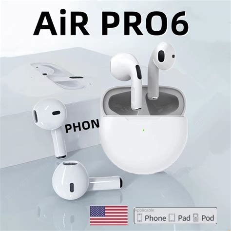 Original Air Pro 6 TWS Wireless Bluetooth Earphones Mini Pods Earbuds