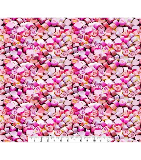 Photoreal Pink Heart Candies Valentines Day Cotton Fabric Joann