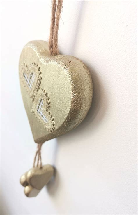 Wooden Hanging Heart Wall Art Hanging Decoration Wooden Etsy Uk