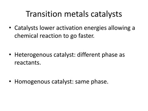 PPT - Transition metals catalysts PowerPoint Presentation, free download - ID:2121239