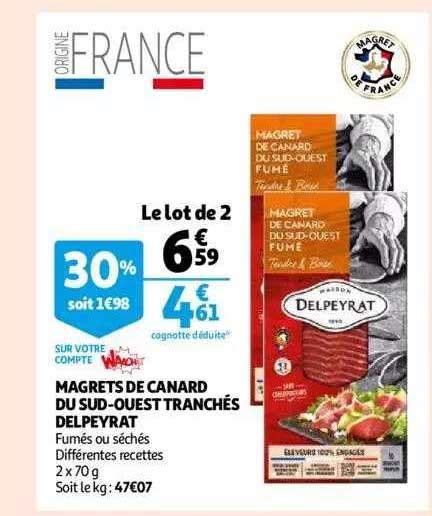 Promo Magrets De Canard Du Sud Ouest Tranch S Delpeyrat Chez Auchan