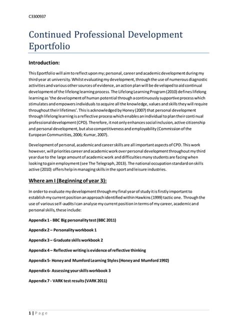 Continued Professional Development Eportfolio Pdf