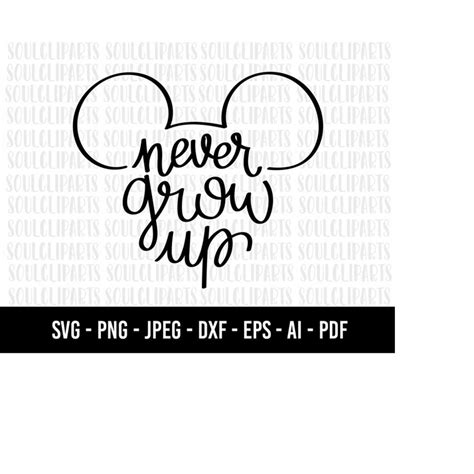 Cod Never Grow Up Svg Mickey Svg Minnie Mouse Svg Pri Inspire