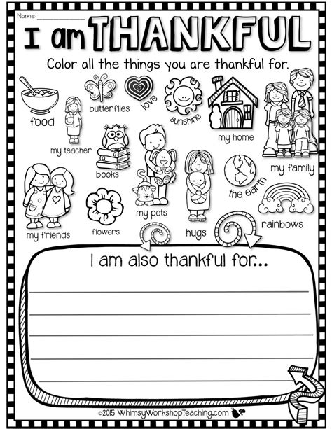 Free Printable I Am Thankful For Coloring Pages