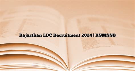 Rajasthan Ldc Recruitment Rsmssb