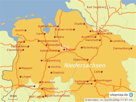 StepMap Niedersachsen Landkarte für Deutschland