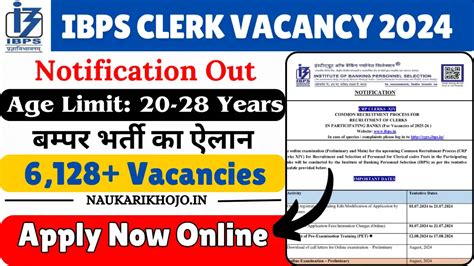 Ibps Clerk Vacancy 2024 कुल 6128 पदों के लिए नई भर्ती का आवेदन शुरू