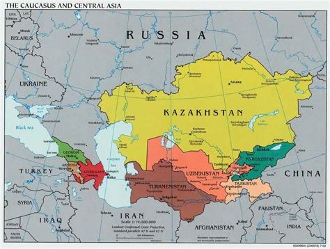 Caucasus Central Asia Political Map 2003 • Mapsof.net