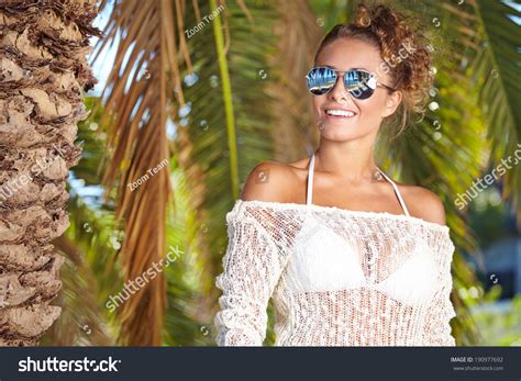 Sexy Brunette Sunglasses Smiling Stock Photo Shutterstock