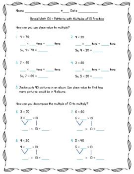 Reveal Math Practice Rd Grade Patterns With Multiples Of