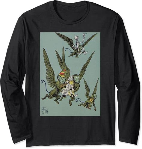 Retro OZ Winged Flying Monkey T Shirt Dorothy Toto Tin Man Long Sleeve