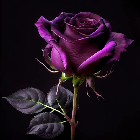 Une Rose Violette Est Devant Un Fond Noir Photo Premium